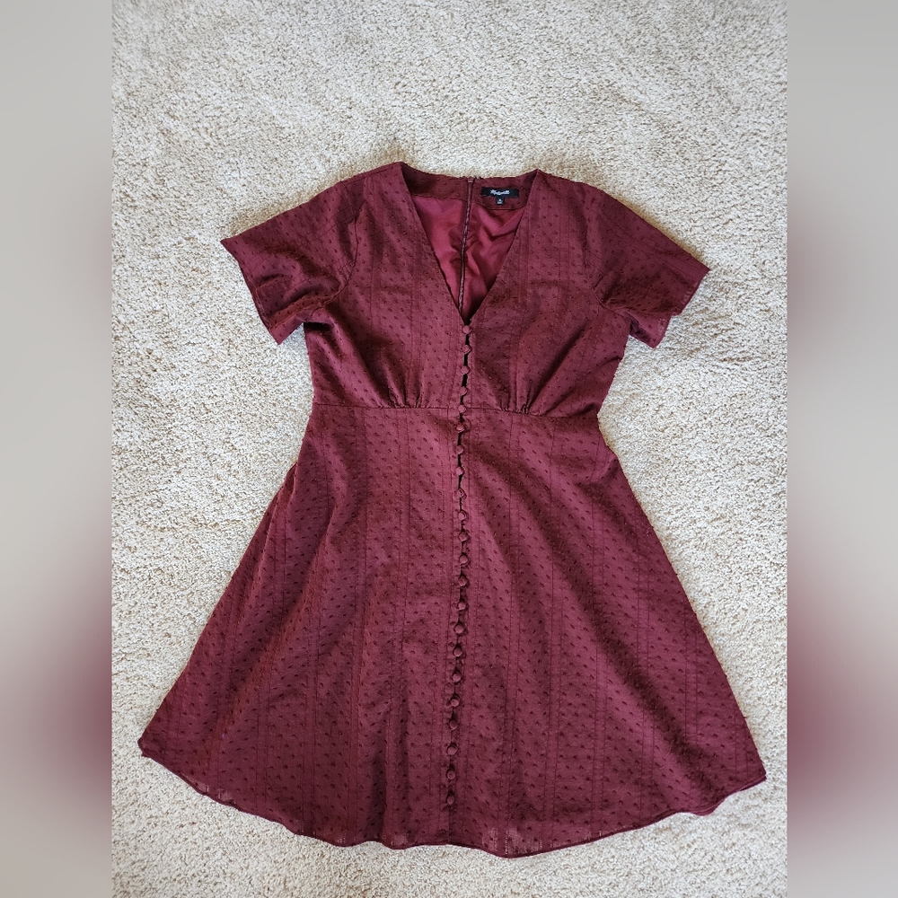 Madewell Burgundy Eyelet Fit-and-Flare Dress
